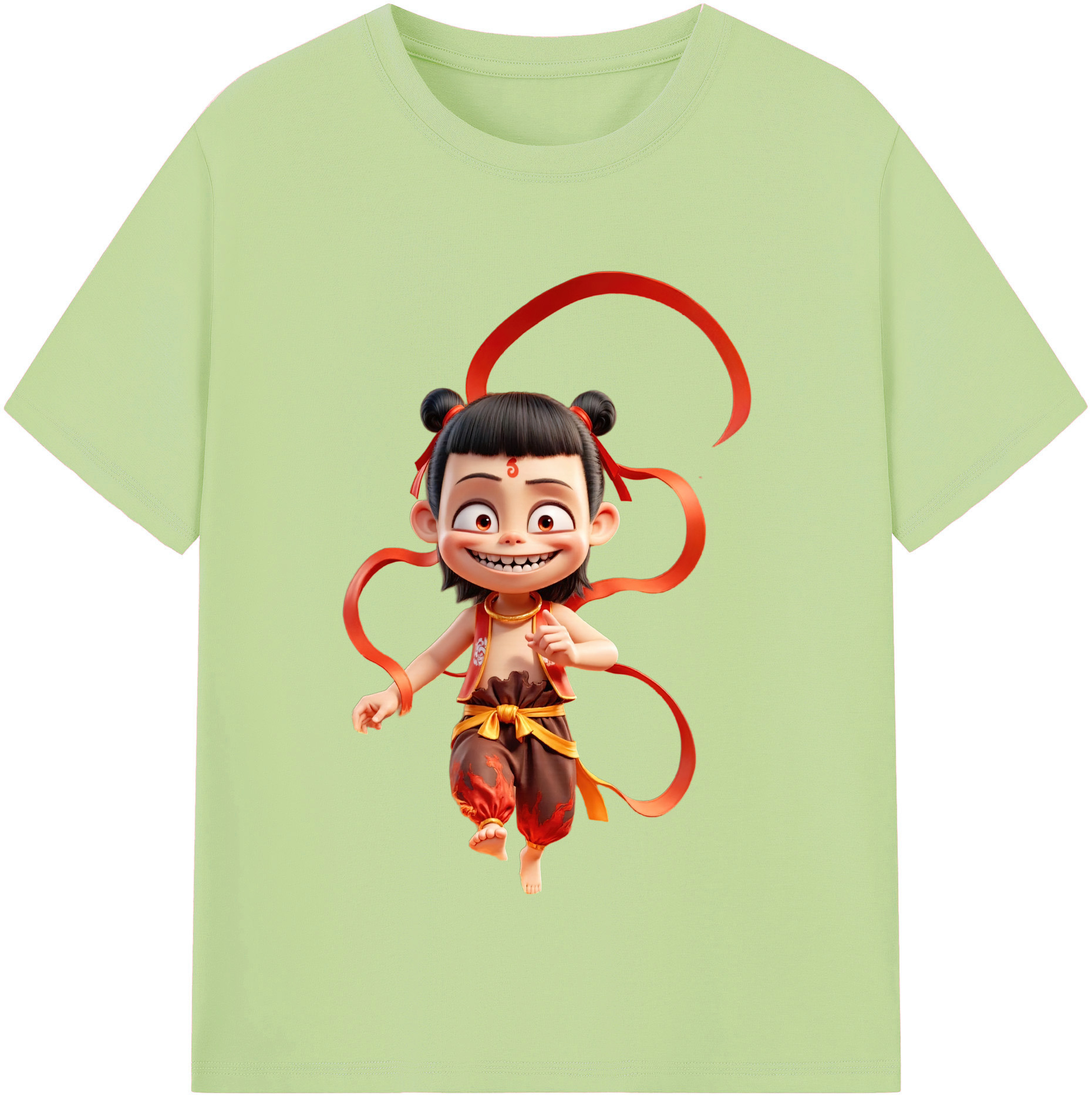 （画像用） Ne Zha 2 ナタ 魔童の大暴れ 綿100％半袖Tシャツ（フロントプリント）